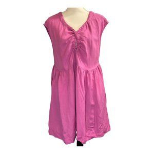 Free People Womens L Mini Dress Linen Blend Sleeveless Fit Flare Tie Detail